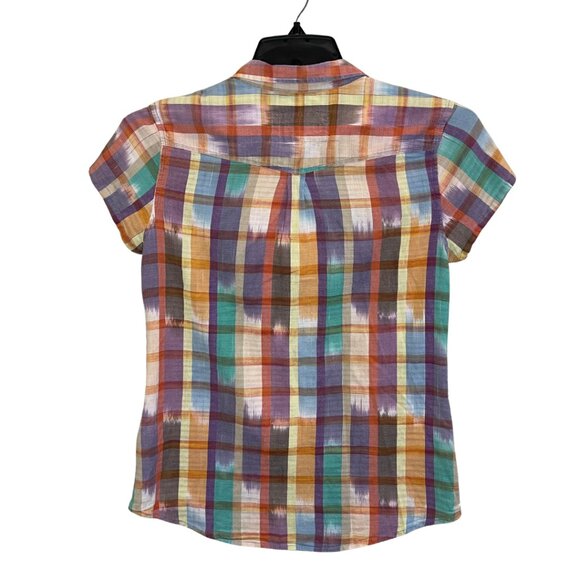 Orvis Women’s Plaid Western Short Sleeve Button-Down Shirt Size S - Picture 3 of 4